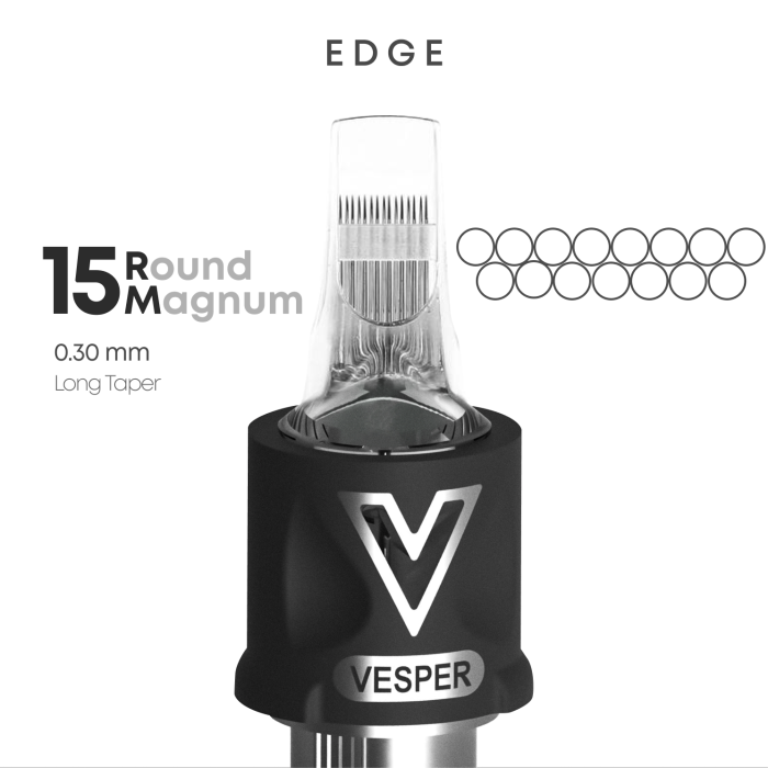 VESPER EDGE 15RM 0.30 Long Taper Tattoo Cartridge