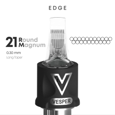 VESPER EDGE 21RM 0.30 Long Taper Tattoo Cartridge