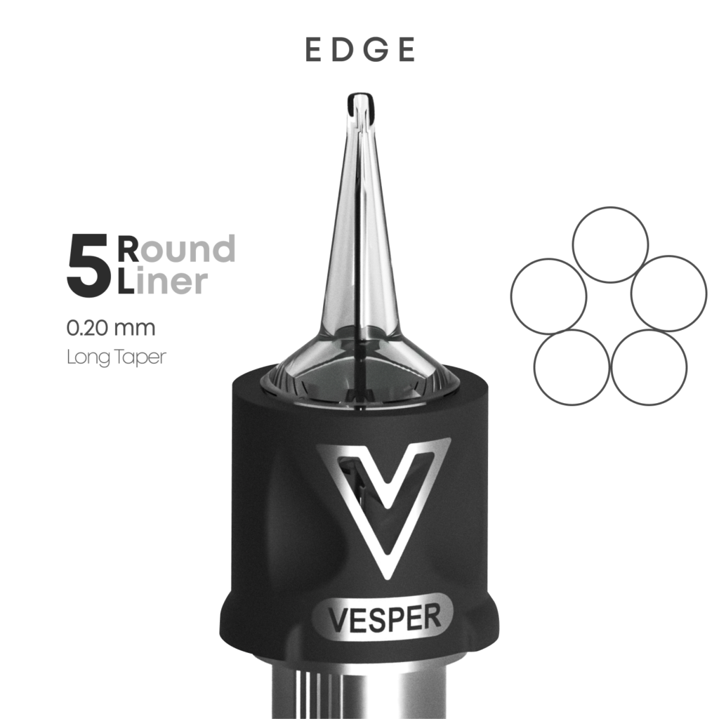 Тату картриджі VESPER EDGE 5RL 0.20 Round Liner Long Taper 20 штук