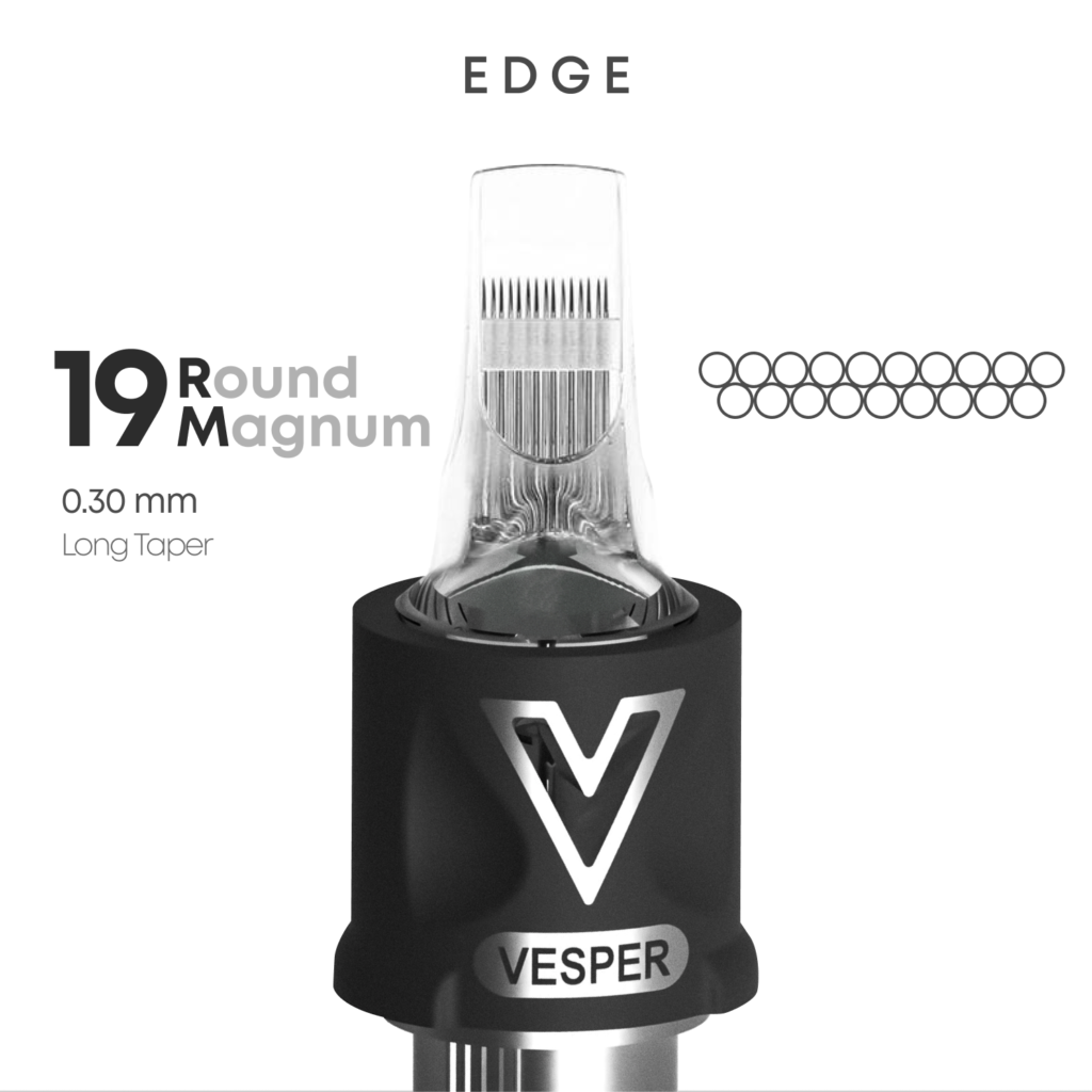 Тату картриджі VESPER EDGE 19RM 0.30 Round Magnum Long Taper 20 штук