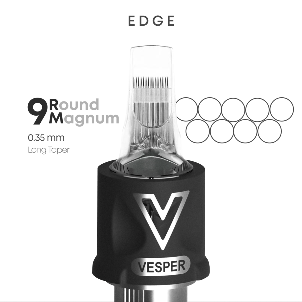 Тату картриджі VESPER EDGE 9RM 0.35 Round Magnum Long Taper 20 штук