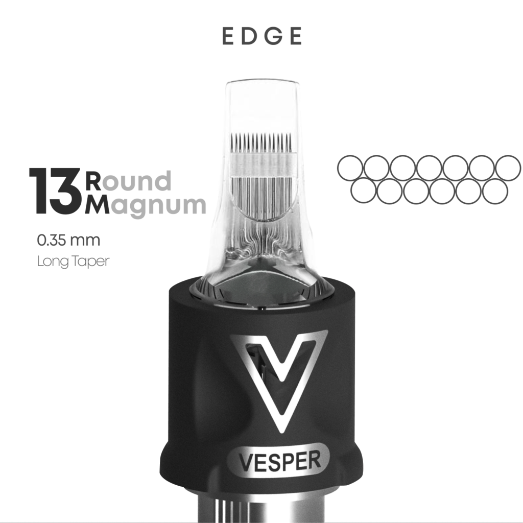 Тату картриджі VESPER EDGE 13RM 0.35 Round Magnum Long Taper 20 штук